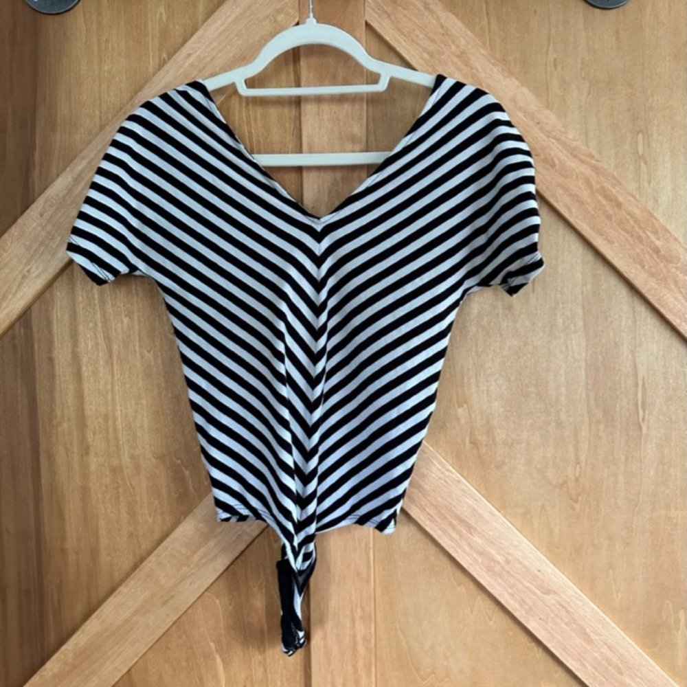 Black and White Striped Bodysuit